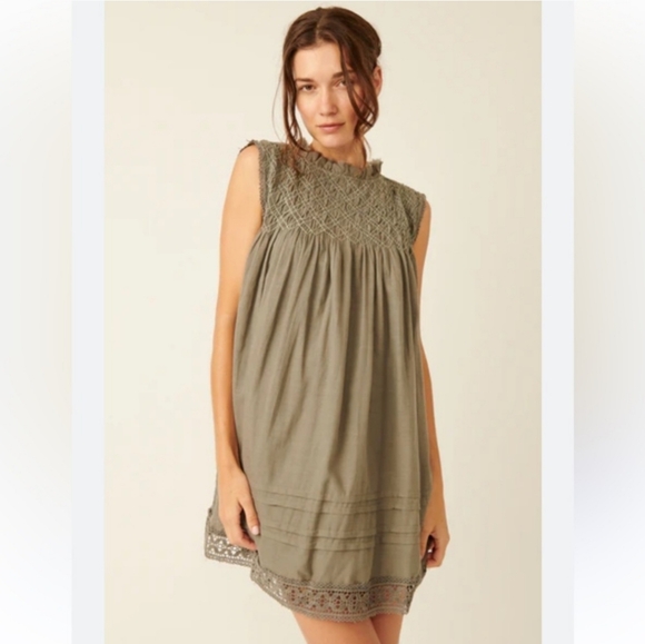 Free People Dresses & Skirts - Free People Shea Mini Dress in Dried Basil S NWT